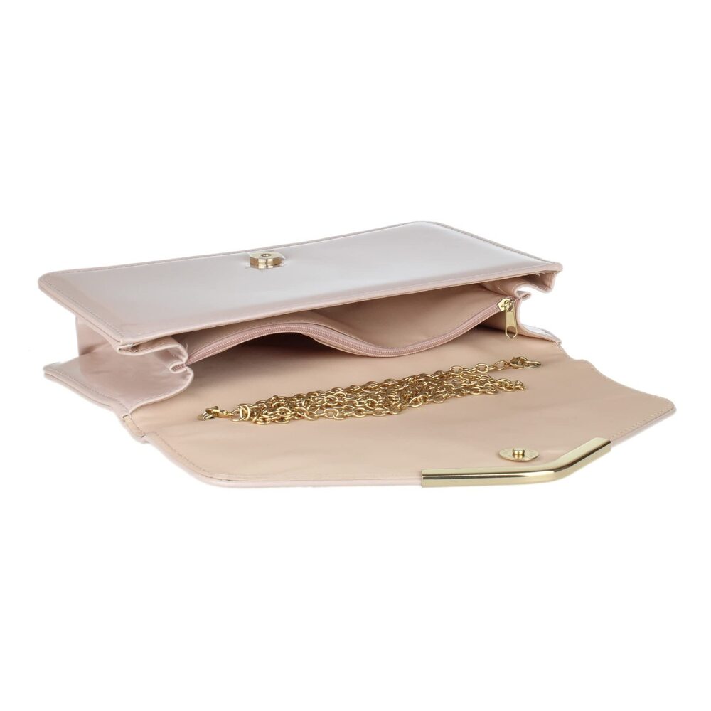 6909 Metallic Frame Envelope Clutch Bag Nude - Picture 6 of 6